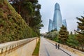 View on Flame Towers from parkin the evening. Baku, Azerbaijan Royalty Free Stock Photo