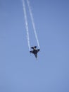 Turkish Air Force Solo Aerobatics Display Team Solo Turk performs. Solo Turk airplane is a F-16 C Royalty Free Stock Photo