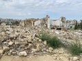 Baku, Azerbaijan, September, 10, 2019. The ruins of demolished buildings between the streets of said Rustamov and Zulfi Adygezalov