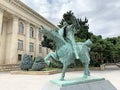 Baku, Azerbaijan, September, 11, 2019. Sculpture near the Museum center of the Ministry of culture and tourism of the Republic of