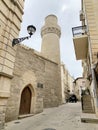 Baku, Azerbaijan, September, 10, 2019.   Ancient Mohammed mosque at Mirza Mansur street, house 53,  Icheri Sheher, Baku, Azerbaija Royalty Free Stock Photo