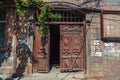 Old wooden door on the streets of the old city