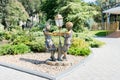 Baku, Azerbaijan - September 26, 2018: Sculpture Children`s roundelay in Park officers