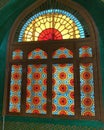 Baku, Azerbaijan, September, 11, 2019. Stained glass windows in the shiite mosque Bibi-Eybat. Baku, Azerbaijan Royalty Free Stock Photo