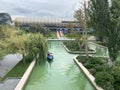 Baku, Azerbaijan, September, 11, 2019. The system of walking water channels `Mini Venice` on Primorsky Boulevard in Baku. Azerbaij