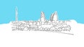 Baku Azerbaijan Skyline Panorama Vector Sketch