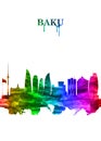 Baku Azerbaijan skyline Portrait Rainbow