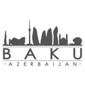 Baku Azerbaijan Skyline Silhouette Design City Vector Art Famous Buildings. Royalty Free Stock Photo