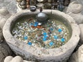 Baku, Azerbaijan, September, 09, 2019. Small stone fountain on the territory of the caravanserai in the historic district of Icher