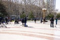 Baku,Azerbayjan, 10 may,201 : Cameraman shooting a live concert in city park.