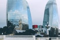 Baku. Capital of Azerbaijan. City of winds. Falme towers. Royalty Free Stock Photo