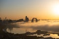 Baku city. Azerbaijan. 05.16.2021 year. Fog drifting through the water Royalty Free Stock Photo