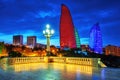 Baku city night view, Azerbaijan Royalty Free Stock Photo