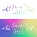 Baku city skyline. Colorful linear style.