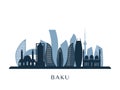 Baku skyline, monochrome silhouette.