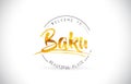 Baku Welcome To Word Text with Handwritten Font and Golden Texture Design.