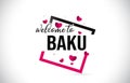 Baku Welcome To Word Text with Handwritten Font and Red Hearts Square