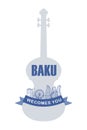 Baku welcomes you- Azerbaijan cityscape greeting poster