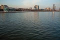 Baky skyline view from Baku boulevard the Caspian Sea embankment . Baku is the capital and largest city of Azerbaijan and of the