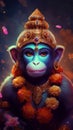 bal hanuman with cosmic body cartoon style generative AI