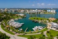 Bal Harbour marina with luxury yachts Miami Beach FL aerials