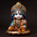 Bal Krishna Laddu Gopal beautiful Cloths and Jewelry Krishna Janmashtami. Generative Ai