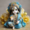 Bal Krishna Laddu Gopal beautiful Cloths and Jewelry Krishna Janmashtami. Generative Ai