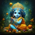 Bal Krishna Laddu Gopal beautiful Cloths and Jewelry Krishna Janmashtami. Generative Ai