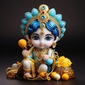 Bal Krishna Laddu Gopal beautiful Cloths and Jewelry Krishna Janmashtami. Generative Ai