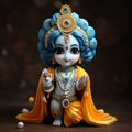 Bal Krishna Laddu Gopal beautiful Cloths and Jewelry Krishna Janmashtami. Generative Ai