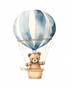 A Bal Teddy Bear Flying in a Balloon