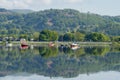 View of boats on Bala Lake in Gwynedd, Wales on May 26, 2023