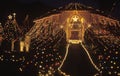 Balad House Decorated with Christmas Lights at Night, Pasadena, California