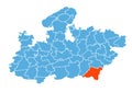 Balaghat District Map Highlighted on Madhya Pradesh State Map Royalty Free Stock Photo