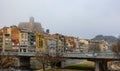 Balaguer, Spain - January 21, 2024: Embankment of Segre river. City of Balaguer, Spain