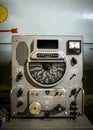 Radio with inscriptions in Russian indicating the purpose of the controls, used in military Royalty Free Stock Photo