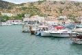 Balaklava, Sevastopol, Crimea - July 8, 2020: View of a passenger boat in Balaklava Bay