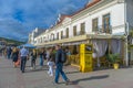 Balaklava, Sevastopol, Crimea -  People stroll along the Nazukin embankment. Sunny day. Black sea Royalty Free Stock Photo