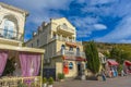 Balaklava, Sevastopol, Crimea -  People stroll along the Nazukin embankment. Sunny day. Black sea Royalty Free Stock Photo