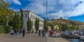 Balaklava, Sevastopol, Crimea -  People stroll along the Nazukin embankment. Sunny day. Black sea Royalty Free Stock Photo