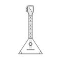 Balalaika musical instrument in black and white. Triangular music element