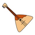 Balalaika. Musical stringed instrument sketch. Cartoon color vector illustration