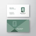 Balance Abstract Vector Sign or Logo and Business Card Template. Negative Space Equilibrist or a Tightrope Walker Sign