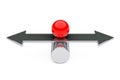 Balance, Choise and Harmony concept. Red Metal Ball over Arrow.