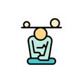 Balance, Concentration, Meditation, Mind, Mindfulness Flat Color Icon. Vector icon banner Template
