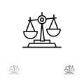 Balance, Court, Judge, Justice, Law, Legal, Scale, Scales Bold and thin black line icon set