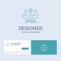 Balance, decision, justice, law, scale Business Logo Line Icon Symbol for your business. Turquoise Business Cards with Brand logo
