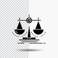 Balance, decision, justice, law, scale Glyph Icon on Transparent Background. Black Icon