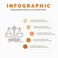 Balance, decision, justice, law, scale Infographics Template for Website and Presentation. Line Gray icon with Orange infographic