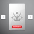 Balance, decision, justice, law, scale Line Icon in Carousal Pagination Slider Design & Red Download Button